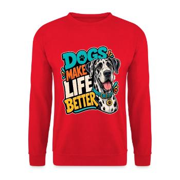 Dogge - Unisex Pullover - Rot - Vorne - Alina (178cm) & Michal (187cm)