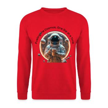 Astronaut coffee ´Fueling the cosmos one sip´ - Unisex Pullover - Rot - Vorne - Alina (178cm) & Michal (187cm)