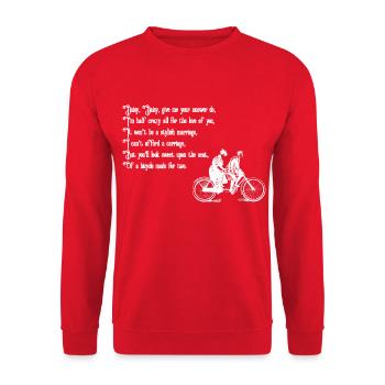 Daisy Daisy (texte blanc) - Sweat-shirt Unisexe - rouge - Devant - Alina (178cm) & Michal (187cm)