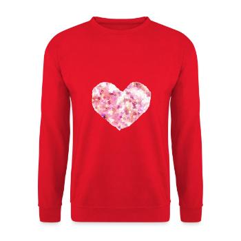 Heart icon with pink sequin - Unisex Sweatshirt - red - Front - Alina (178cm) & Michal (187cm)