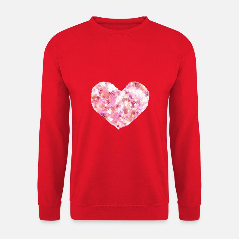 Heart icon with pink sequin - Unisex Sweatshirt - red