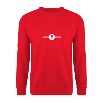 Podcast Symbol Mikrofon - Unisex Pullover - Rot - Vorne - Alina (178cm) & Michal (187cm)