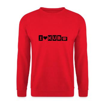 I LOVE KUBB - T-Shirt für KUBB-Spieler - Unisex Pullover - Rot - Vorne - Alina (178cm) & Michal (187cm)