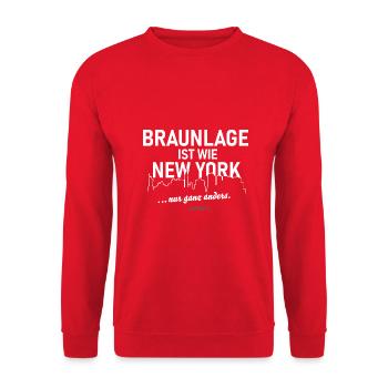 Braunlage ist wie New York - Unisex Pullover - Rot - Vorne - Alina (178cm) & Michal (187cm)