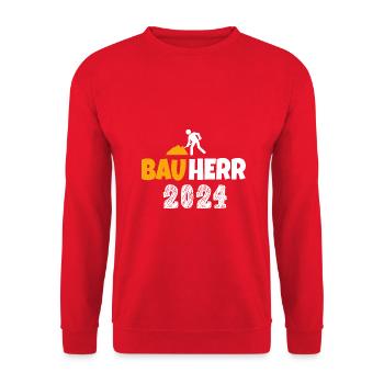 Bauherr 2024 Hausbau Neubau Baustelle Richtfest - Unisex Pullover - Rot - Vorne - Alina (178cm) & Michal (187cm)
