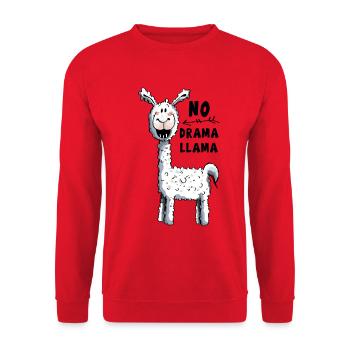 Non Llama Drama - Lama - Sweat-shirt Unisexe - rouge - Devant - Alina (178cm) & Michal (187cm)