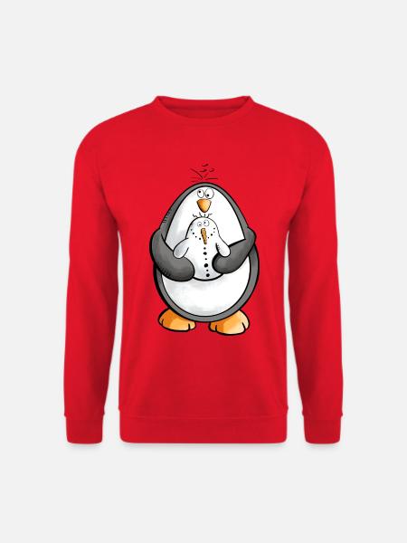 Pinguin und Schneemann sind beste Freunde - Unisex Pullover - Rot