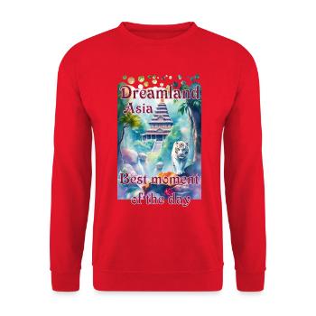 Traumland Asien Tiger 1 Bester Moment des Tages - Unisex Pullover - Rot - Vorne - Alina (178cm) & Michal (187cm)