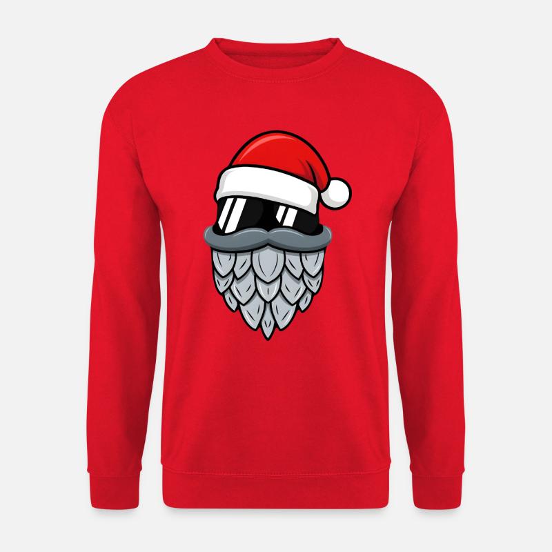 Cooler Santa Claus mit Hopfen-Bart und Brille  - Unisex Pullover - Rot