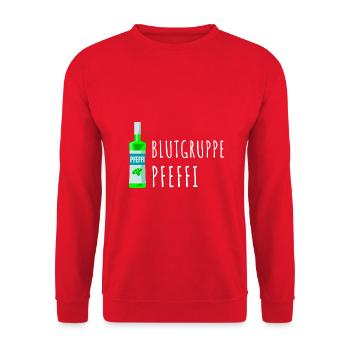 Pfefferminz Likör Pfeffi Vatertag Sauf - Unisex Pullover - Rot - Vorne - Alina (178cm) & Michal (187cm)