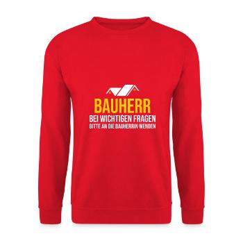 Bauherr Hausbau Eigenheim Richtfest 2022 - Unisex Pullover - Rot - Vorne - Alina (178cm) & Michal (187cm)