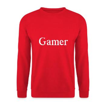Das Gamer Shirt für alle Gamer! Game on! - Unisex Pullover - Rot - Vorne - Alina (178cm) & Michal (187cm)