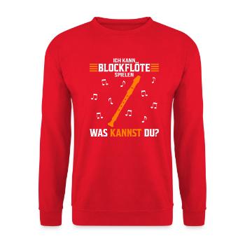Blockflöte Flöte flöten Geschenkidee witzig - Unisex Pullover - Rot - Vorne - Alina (178cm) & Michal (187cm)