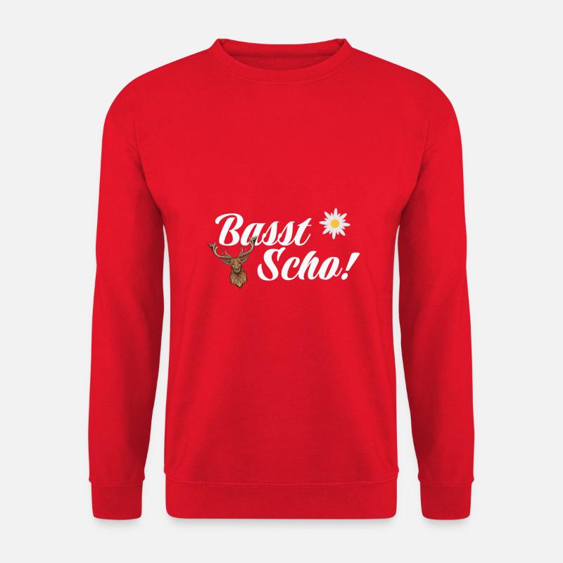 Basst Scho | Trachten Hirsch - Unisex Pullover - Rot