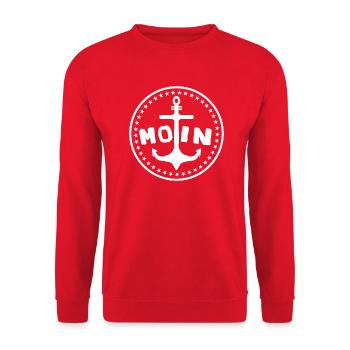 moin moin - Unisex Pullover - Rot - Vorne - Alina (178cm) & Michal (187cm)