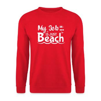 Mein Job ist nur Strand - My Job is just Beach - Unisex Sweatshirt - red - Front - Alina (178cm) & Michal (187cm)