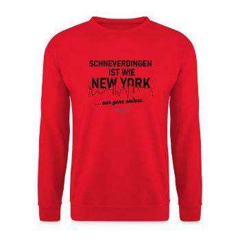 Schneverdingen Sprüche Design Merch - Unisex Pullover - Rot - Vorne - Alina (178cm) & Michal (187cm)