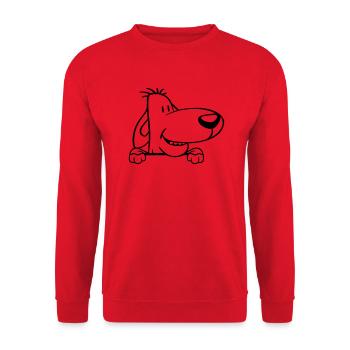 chien derrière le mur clôture signe peeps drôle coquin - Sweat-shirt Unisexe - rouge - Devant - Alina (178cm) & Michal (187cm)