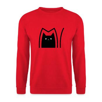 Katze_Comic_Style - Unisex Pullover - Rot - Vorne - Alina (178cm) & Michal (187cm)
