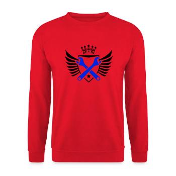 Handwerk Wappen - Unisex Pullover - Rot - Vorne - Alina (178cm) & Michal (187cm)