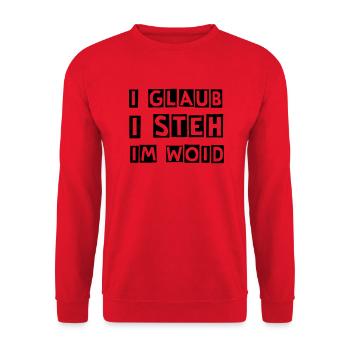 i glaub i steh im woid - wald - Unisex Pullover - Rot - Vorne - Alina (178cm) & Michal (187cm)