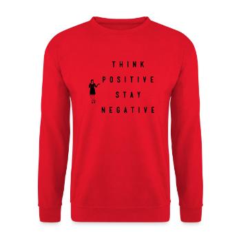 Think positive stay negative - Unisex Sweatshirt - red - Front - Alina (178cm) & Michal (187cm)