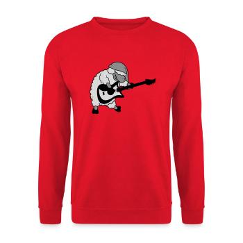Schaf spielt E - Unisex Pullover - Rot - Vorne - Alina (178cm) & Michal (187cm)