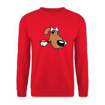 Hund Hinter Mauer Hübsche Dame Schleife Weiblich - Unisex Pullover - Rot - Vorne - Alina (178cm) & Michal (187cm)