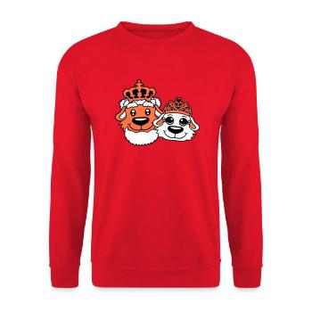 Deux Chiens Couronne Roi Reine Souverain Majesté - Sweat-shirt Unisexe - rouge - Devant - Alina (178cm) & Michal (187cm)