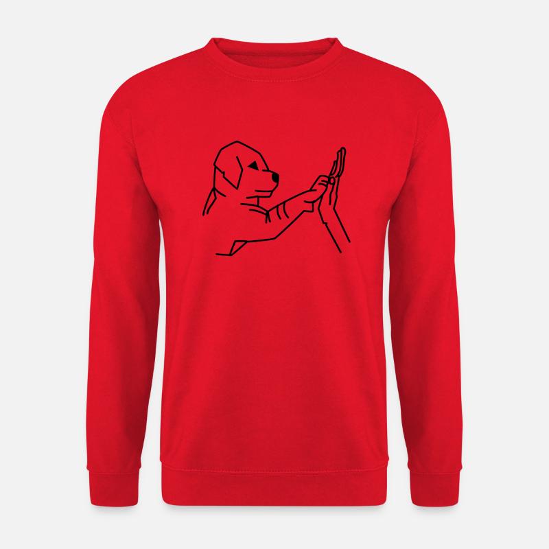 Hund Mensch Handschlag - Unisex Pullover - Rot