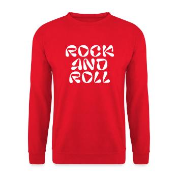 Rock'n'Roll-Fancy-Logo-Design - Unisex Pullover - Rot - Vorne - Alina (178cm) & Michal (187cm)