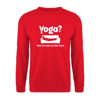 Yoga? Nein, ich liege auf der Couch - Unisex Pullover - Rot - Vorne - Alina (178cm) & Michal (187cm)