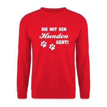 Die mit den Hunden geht - Unisex Pullover - Rot - Vorne - Alina (178cm) & Michal (187cm)
