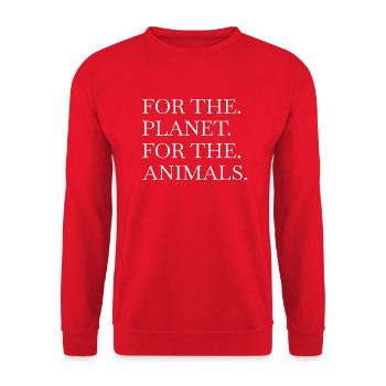 animal rights gift vegan humor statement - Unisex Pullover - Rot - Vorne - Alina (178cm) & Michal (187cm)