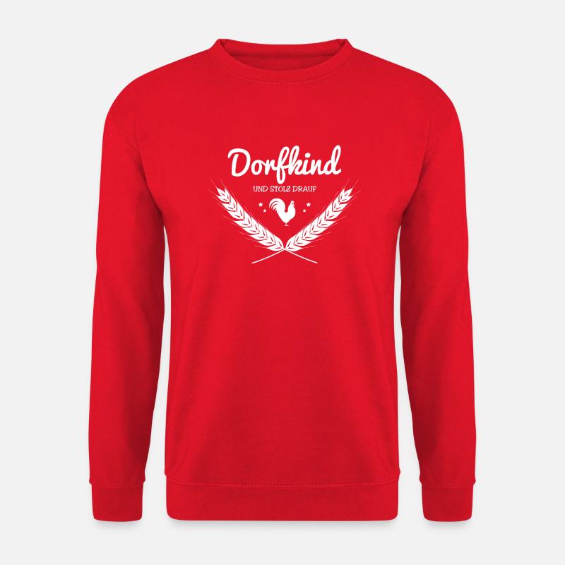 Dorfkind mit Huhn in weiß - Unisex Pullover - Rot