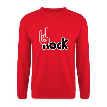Heavy Metal Hard Rock Music Horns Hand Gesture Logo - Unisex Sweatshirt - red - Front - Alina (178cm) & Michal (187cm)