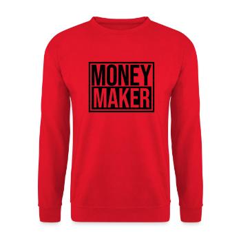 Money Maker Schild Reich - Unisex Pullover - Rot - Vorne - Alina (178cm) & Michal (187cm)