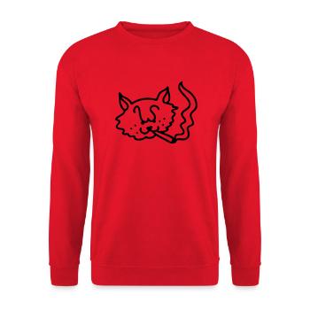 Smoking Cat - Line - Unisex Sweatshirt - red - Front - Alina (178cm) & Michal (187cm)