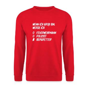 Ich werde Bergretter - Unisex Pullover - Rot - Vorne - Alina (178cm) & Michal (187cm)