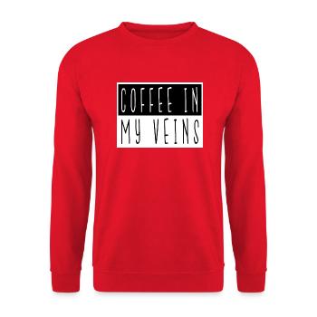 statement caffeine funny quote coffee lover - Unisex Pullover - Rot - Vorne - Alina (178cm) & Michal (187cm)