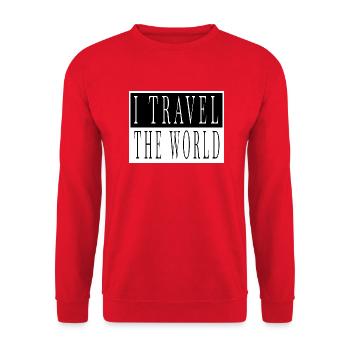 humor family holiday eat sleep travel repeat - Unisex Pullover - Rot - Vorne - Alina (178cm) & Michal (187cm)