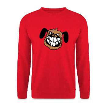 chien monstre méchant dangereux dents sourire sourire - Sweat-shirt Unisexe - rouge - Devant - Alina (178cm) & Michal (187cm)