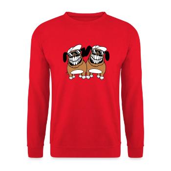 Deux chiens monstre méchant dangereux dents souriant - Sweat-shirt Unisexe - rouge - Devant - Alina (178cm) & Michal (187cm)