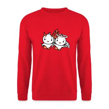 Birds Angel Sky Devil Horns Satan Hell Evil - Unisex Sweatshirt - red - Front - Alina (178cm) & Michal (187cm)