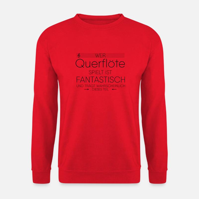 Querflöte Instrument Geschenk - Unisex Pullover - Rot