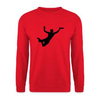 Ultimate Frisbee Guy - Unisex Pullover - Rot - Vorne - Alina (178cm) & Michal (187cm)