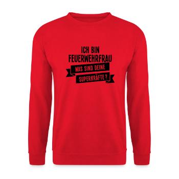 Ich bin Feuerwehrfrau - Unisex Pullover - Rot - Vorne - Alina (178cm) & Michal (187cm)