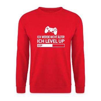 Lustiges Zocken Gamer Ich Level Up Jungs Gaming - Unisex Pullover - Rot - Vorne - Alina (178cm) & Michal (187cm)