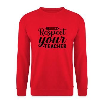Respect your Teacher - Unisex Pullover - Rot - Vorne - Alina (178cm) & Michal (187cm)