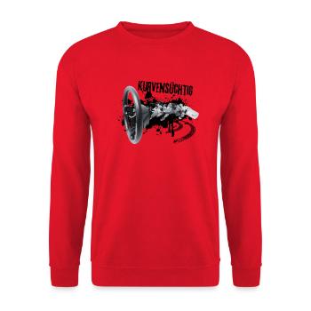 Kurvensüchtig: Kurven = Adrenalin! - Unisex Pullover - Rot - Vorne - Alina (178cm) & Michal (187cm)